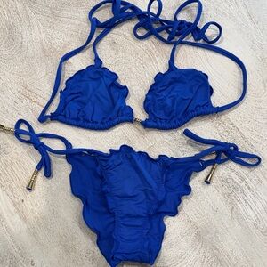 Brazilian Blue Ruffled Bikini Set